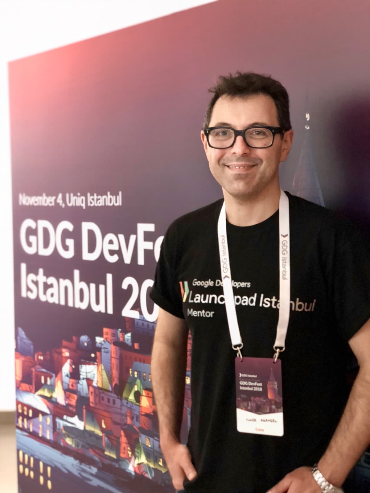 Ilker Akansel as a Google Developers Launchpad mentor at GDG DevFest Istanbul developer community.