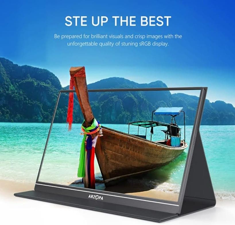 ARZOPA 15.6 inch portable monitor with an anti-glare display for remote work and digital nomad productivity.