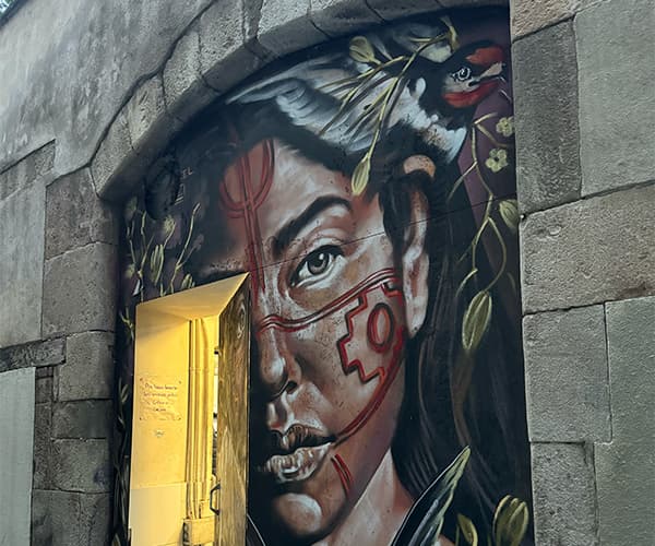 Barcelona Gothic Quarter street art mural for creative urban team retreats