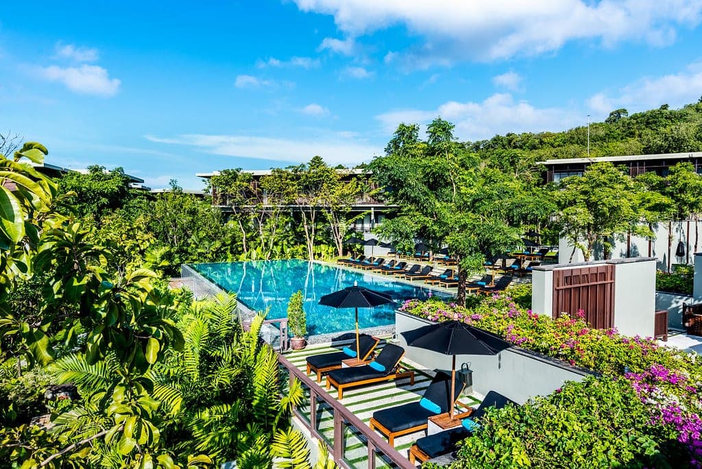 Beachfront resort with pool and jungle views for coastal team retreat in Southeast Asia