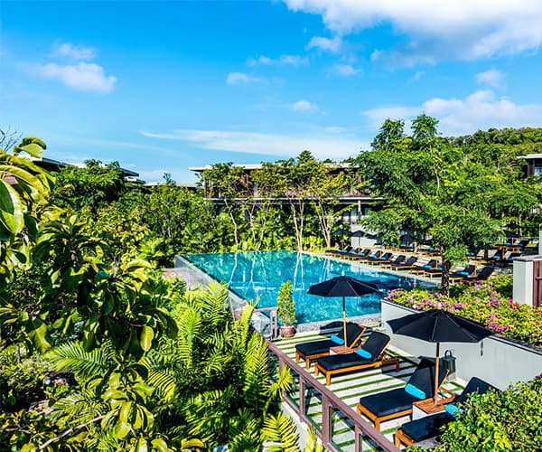 Beachfront resort with pool and jungle views for coastal team retreat in Southeast Asia