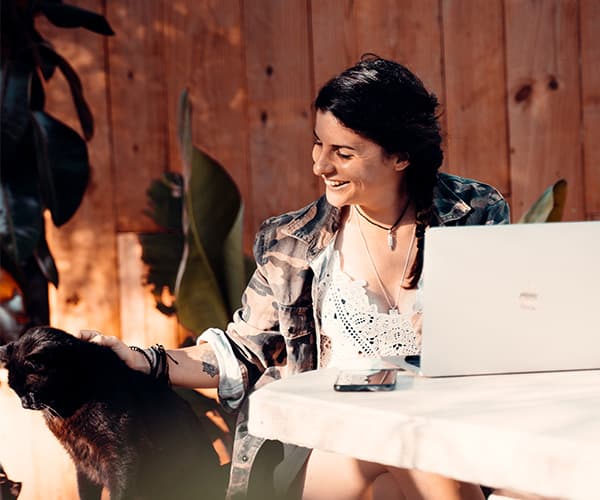 Digital professional balancing remote work and nature connection during Canary Islands workation retreat