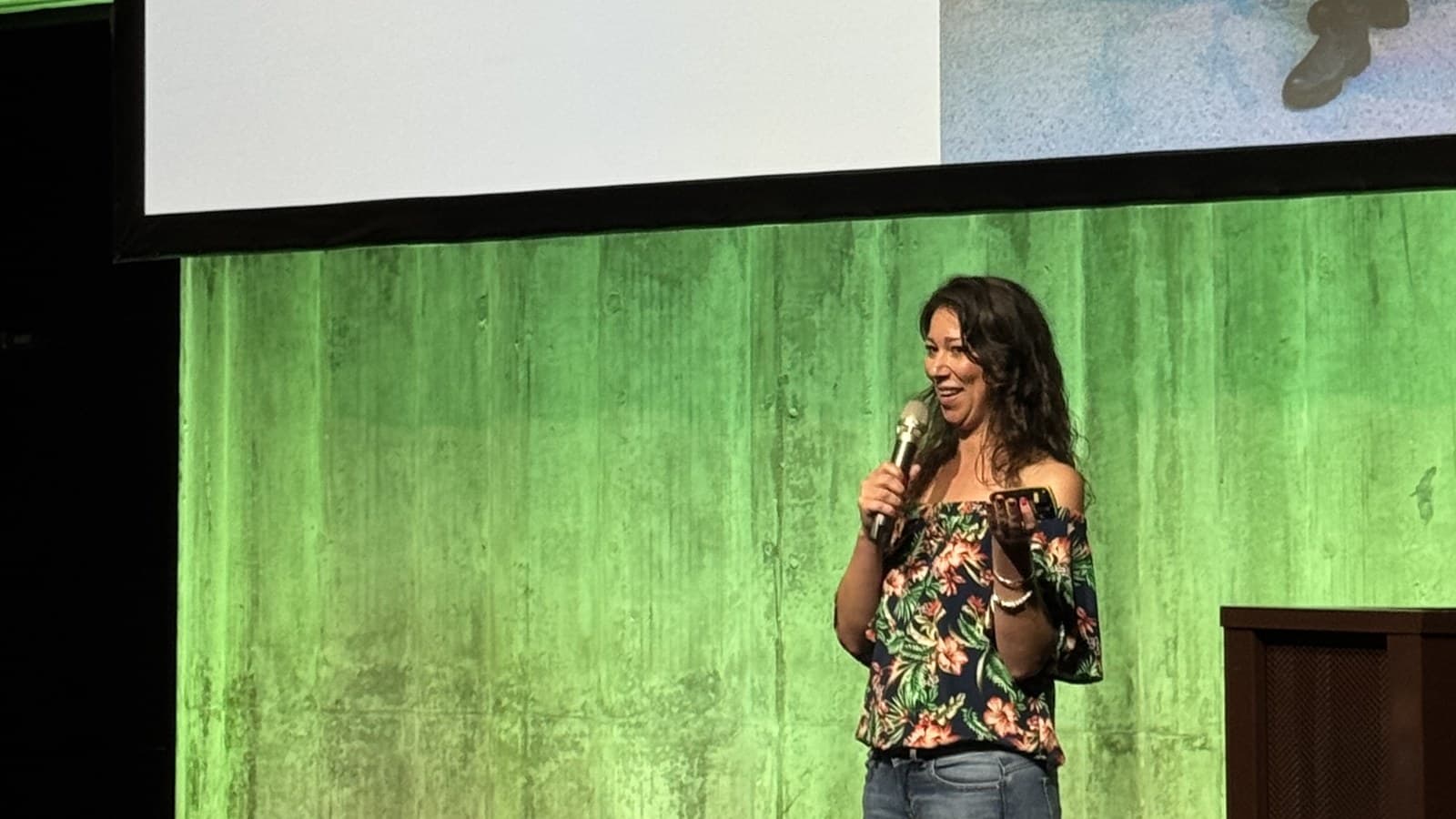 Gina Schinkel delivering her keynote Remote Work in Seasons on the main stage of Nomad Summit Tallinn 2026