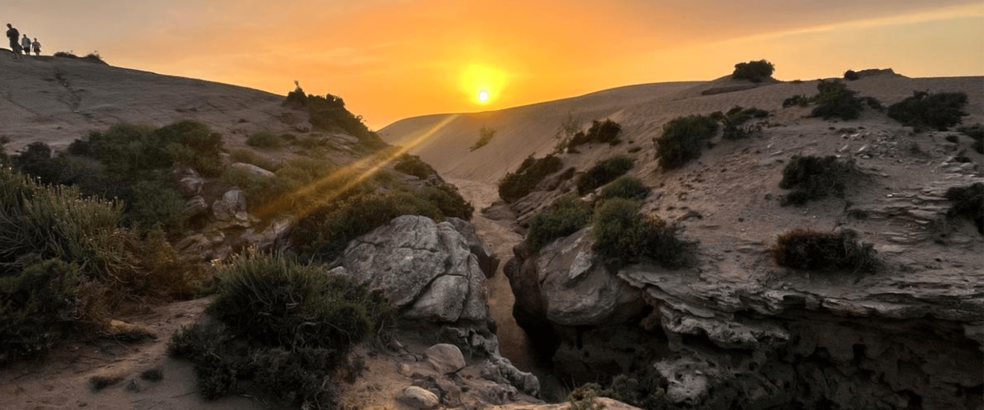 Innovation team hiking at sunrise during breakthrough workshop retreat in Gran Canaria