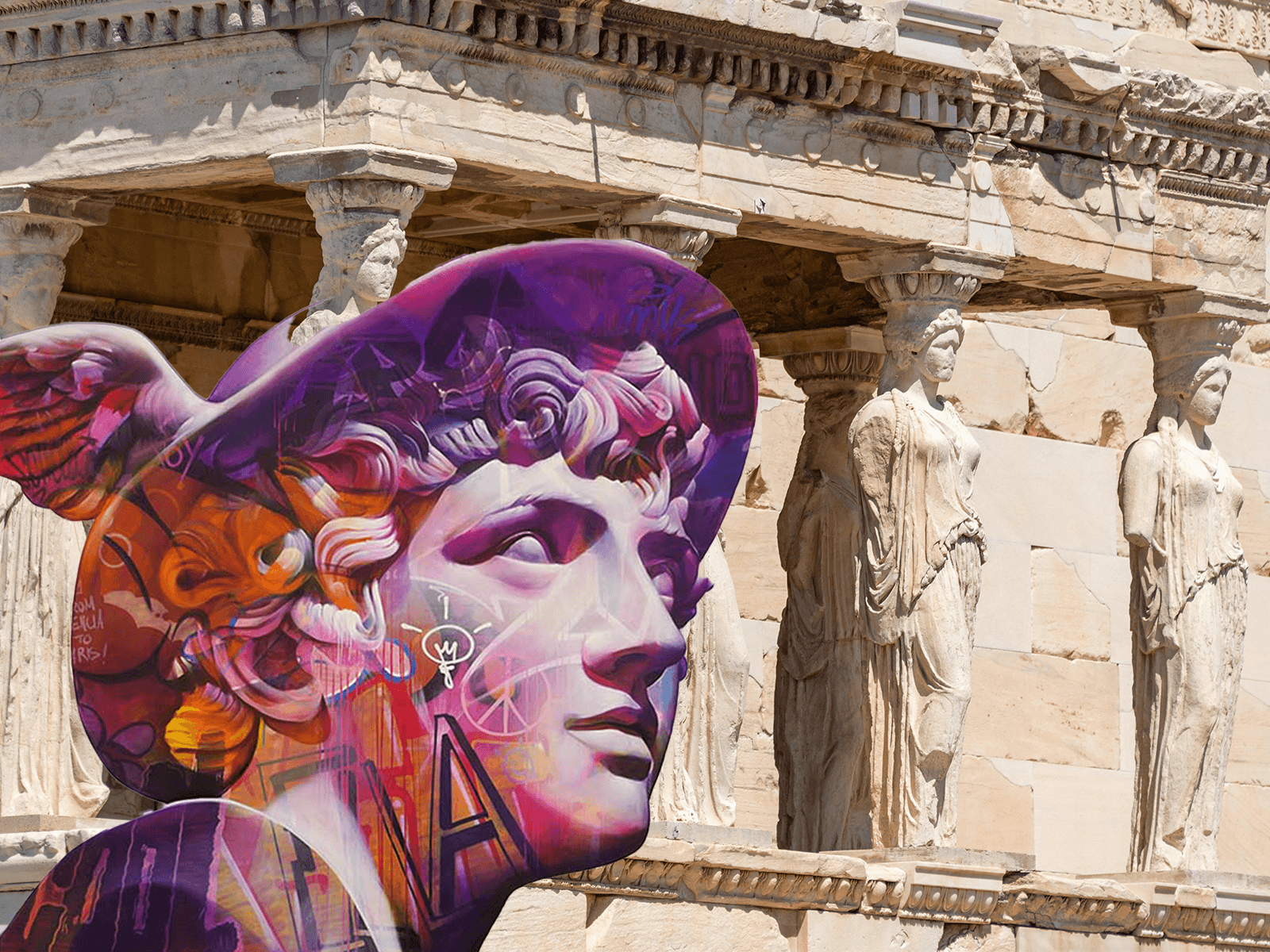 PR team exploring ancient Greek ruins during storytelling retreat